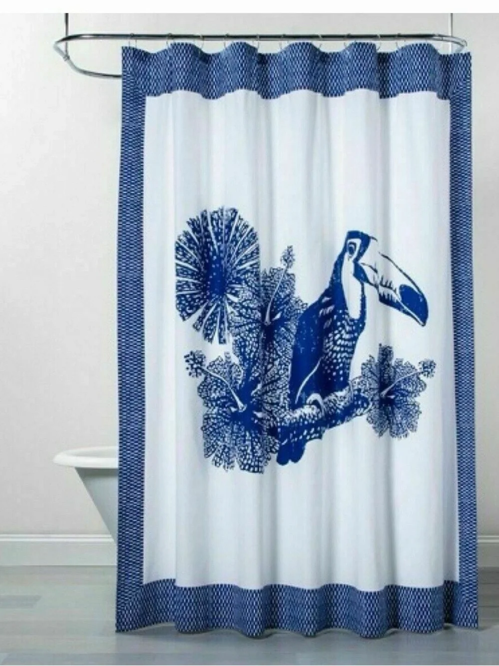 Opalhouse Target Blue Toucan Shower Curtain 72x72 Tropical Cotton NIP